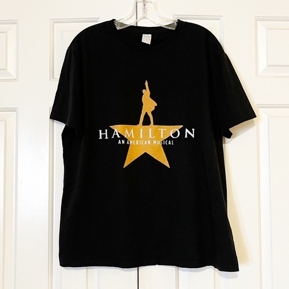 Tops - HAMILTON An American Musical black short sleeve crew neck t-shirt with logo. XXL